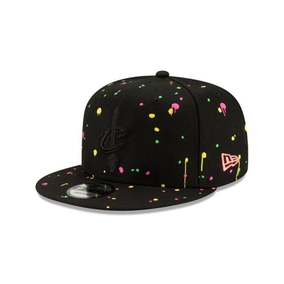 Black Cleveland Cavaliers Hat - New Era NBA Neon Splatter 9FIFTY Snapback Caps USA6482970